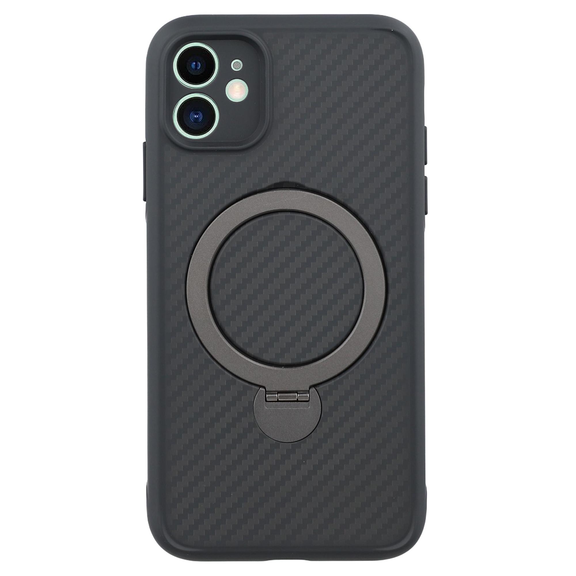 

For iPhone 11 Case Compatible with MagSafe Kickstand TPU+PC Phone Cover Carbon Fiber Texture A