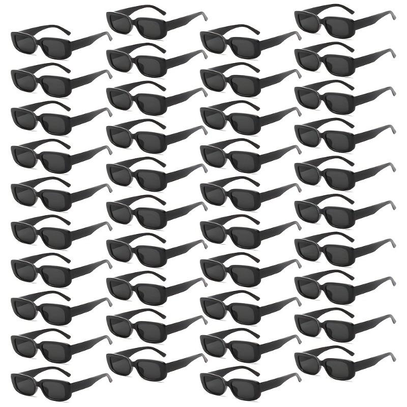 

40 PCS Retro 80s/90s Style Black Rectangular Glasses Batch Narrow Frame Plastic Glasses Suitable for Theme Parties