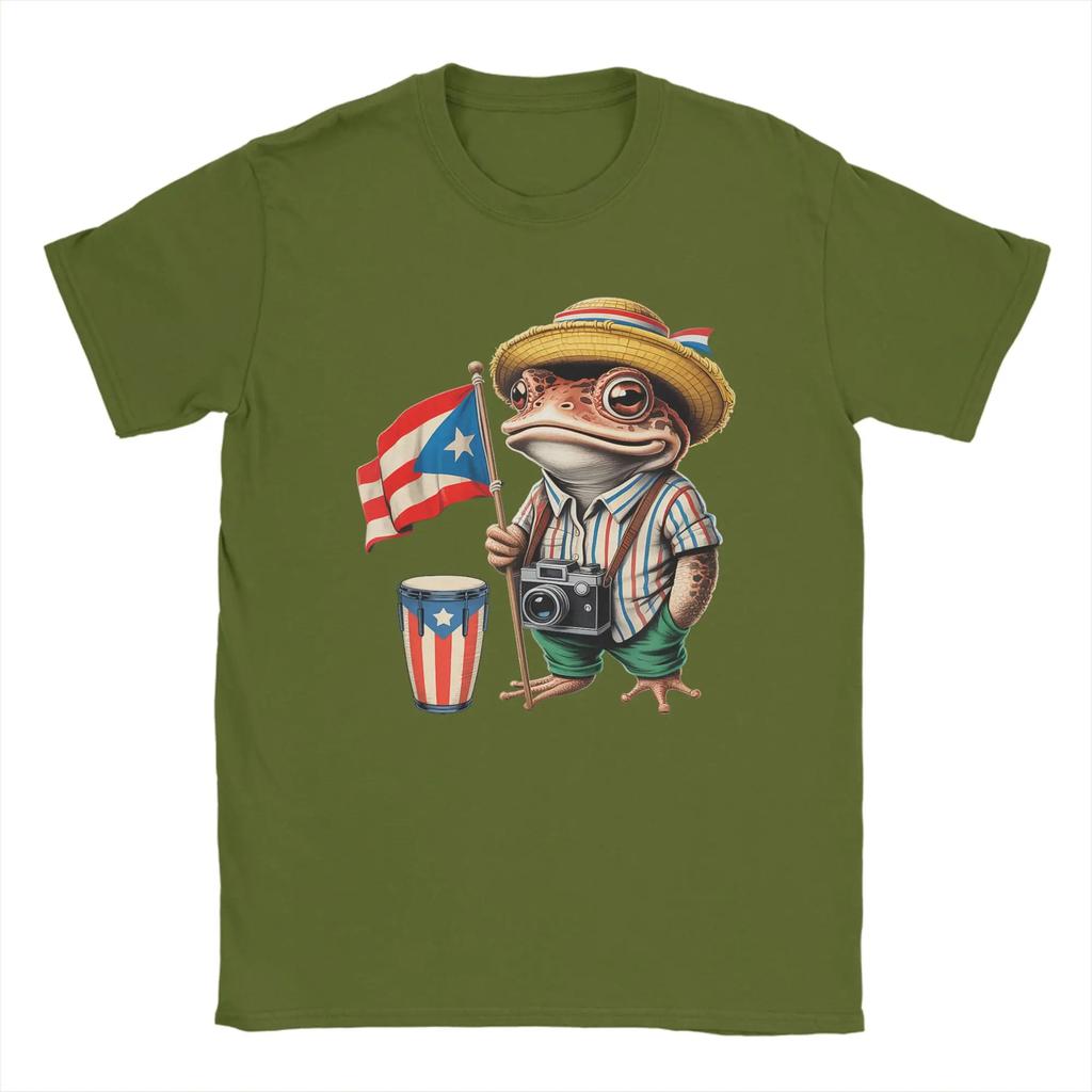 Men T-Shirt Bad Bunny Puerto Rico Coqui Frog Boricua Puerto Rican Flag Taino Pure Cotton Tee Shirt Short Sleeve T Shirt Clothes