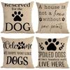Dog Lover Pillowcase Set Paw Print Cushion Cover Funny Dog Quote Decor Pet Home Accent Animal Print Gift