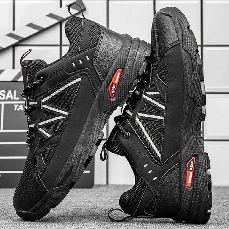 Men's Hiking Shoes Anti Slip New Casual Sports Shoes Mesh Breathable Wear-resisting Thick Soled Walking Shoes for Men