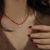 Warm Sun Natural Gold Sandstone Beaded Necklace for Women - Retro Luxury Copper Bead Spaced Collar Chain