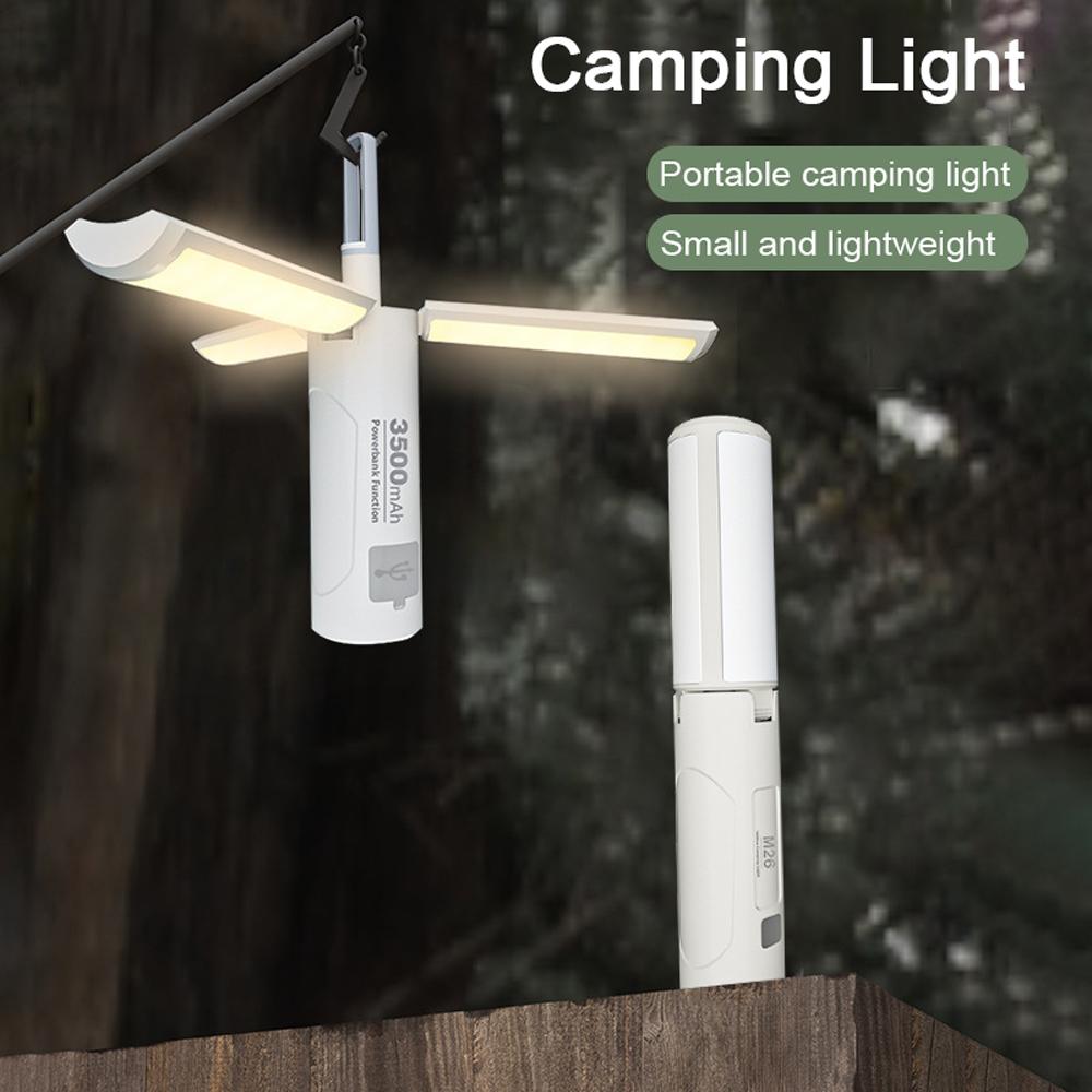 Foldable Camping Light Multifunctional Tent Lamp Rechargeable Flashlight Power Bank Waterproof with