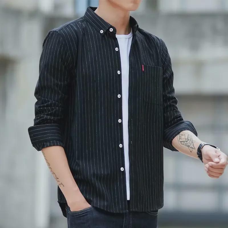 Men's Trendy Korean Plaid Long-Sleeved Casual Shirt for Spring & Summer