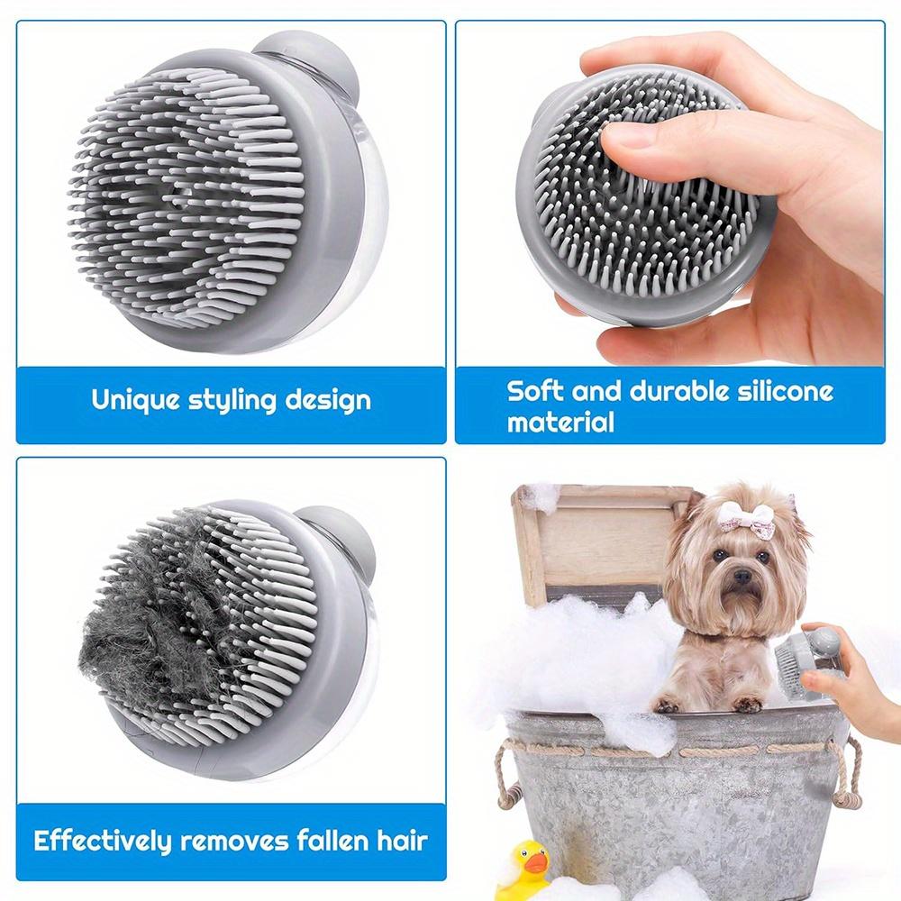 Dog Bath Scrubber Brush Pet Grooming Soft Massage Cleaning Comb Suitable for Long Short Hair Dog/Cat Showers with Soap Dispenser