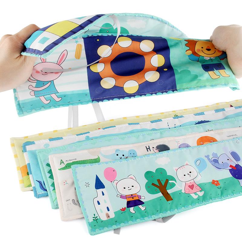 Çocuk Erken Eğitim Renkli Çift Taraflı Yatak Örtüsü Kumaş Kitap Hayvan İngilizce Biliş Bebek Beşik Kumaş Kitap Oyuncak