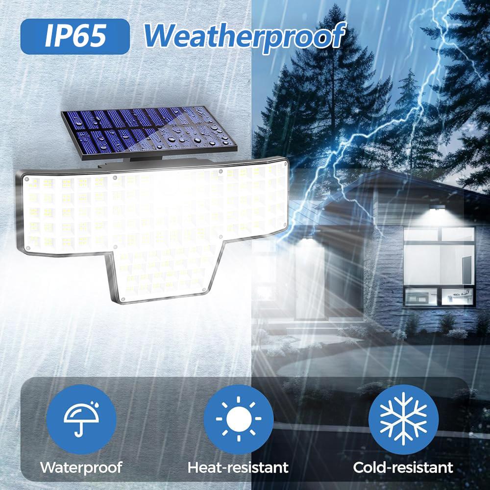 LED Solar Wall Light With Motion Sensor 448 LED Solar Powered Flood Lights Outdoor IP65 Waterproof 3 Modes Garden Yard Pathway