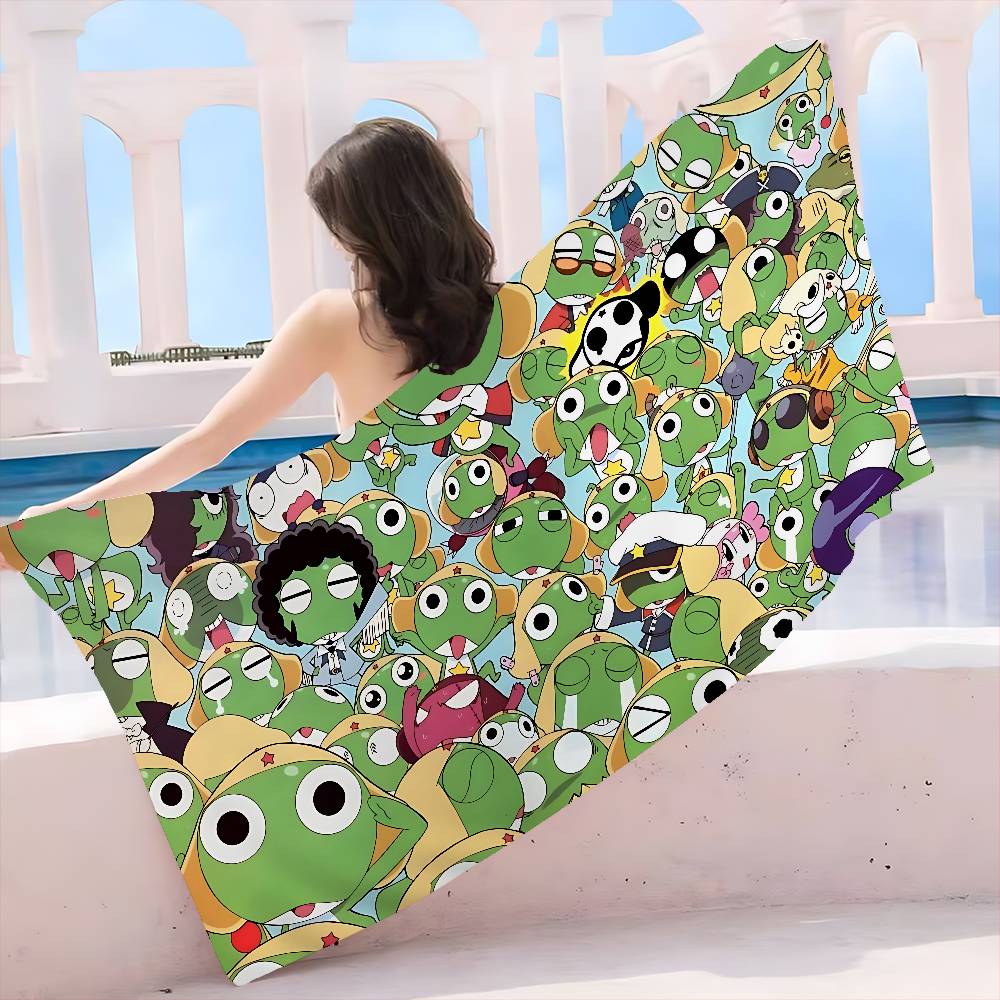 Cartoon Funny K-Keroros Gunsou Frog Microfiber Beach Towel Absorbent Quick dry Soft Yoga Swimming Resort Mountain Climbing Towel