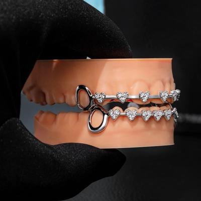Fashion Hip Hop Dental Grills Double Glossy Rhinestone Tooth Caps Simple Classic Men Women Jewelry Party Cosplay