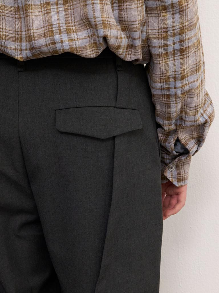 FRAGE A-Sic Pintuck Wide Straight Slacks - Charcoal