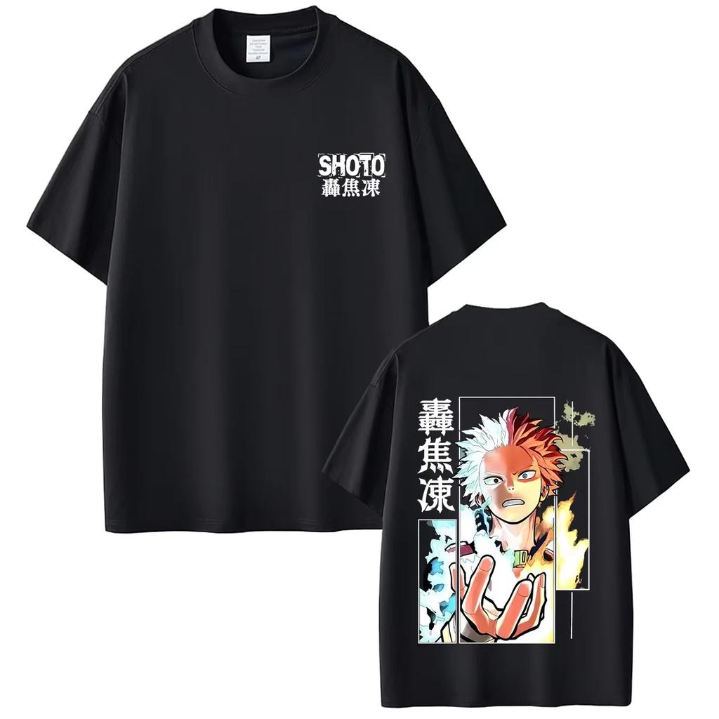 Japanese Anime My Hero Academia Shoto Todoroki T Shirts Summer Men Women Casual Retro Streetwear Male Cartoon Harajuku T-shirt