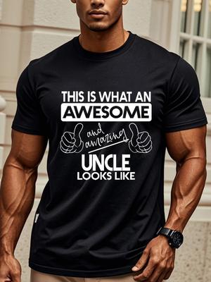 Men'S Awesome Uncle Graphic T Shirt Crew Neck, Regular Fit, Moisture-Wicking