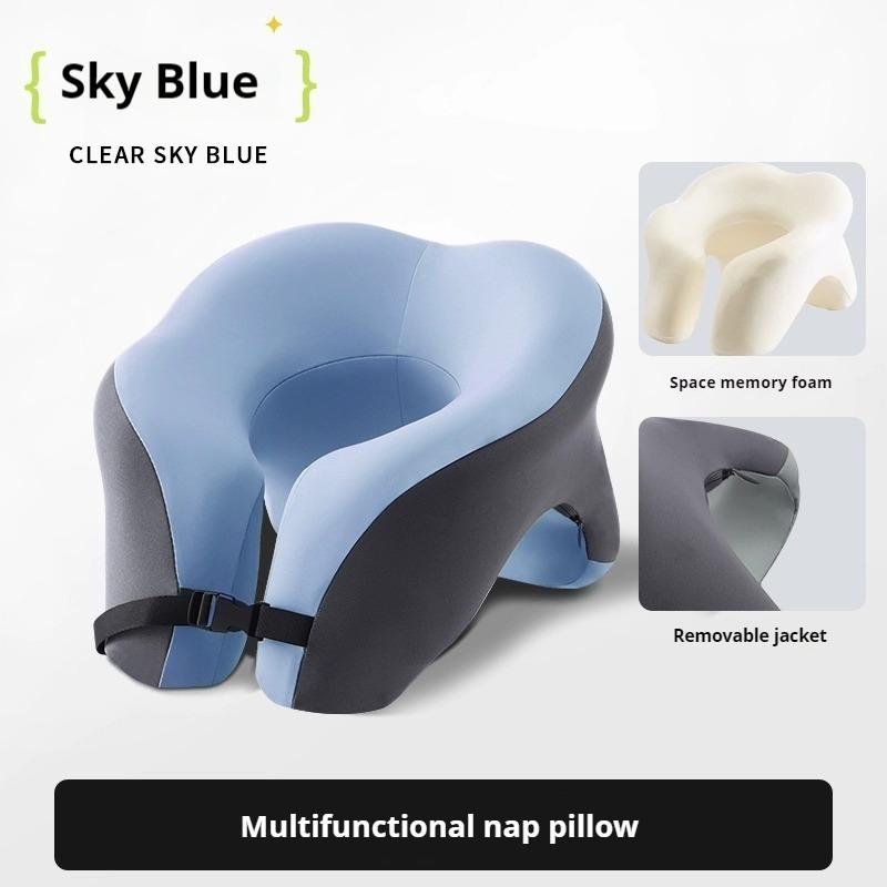 2-in-1 Travel Pillow Face Down with Cooling Gel Memory Foam Face Pillow for Relax Arms Sleeping on the table during lunch break