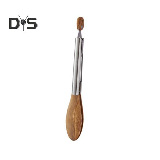 

12-дюймовые деревянные щипцы для приготовления пищи, щипцы для салата из нержавеющей стали с запирающим механизмом из орехового дерева, термостойкий набор кухонных принадлежностей A