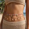 Catena per Vita Bikini con Ciondoli Spiaggia Estiva per Donne Perline di Riso Stella Marina Conchiglie Cavalluccio Marino Perla Ciondolo Catena Pancia Sexy Gioielli per il Corpo