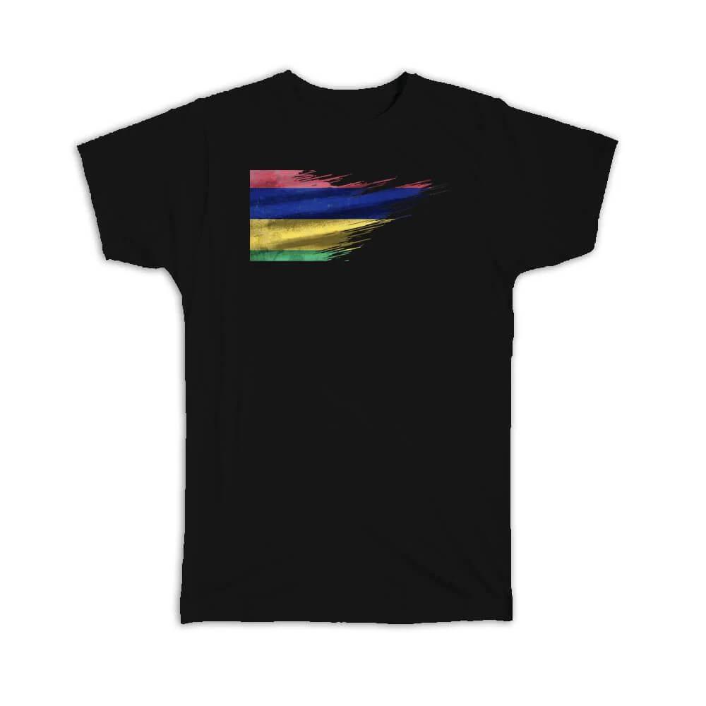 Gift T-Shirt : Mauritius Flag Modern Country Expat 3XL
