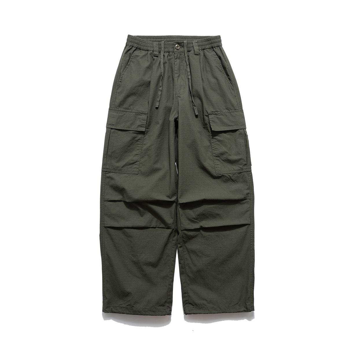 Men s clothing Trendy brand overalls new overalls pocket loose straight wide-leg pants M зелёный