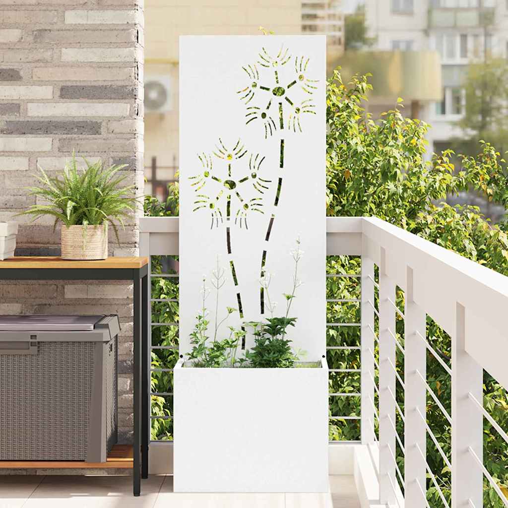 Garden Privacy Screen Canvas Floral White 50 X 150 Cm