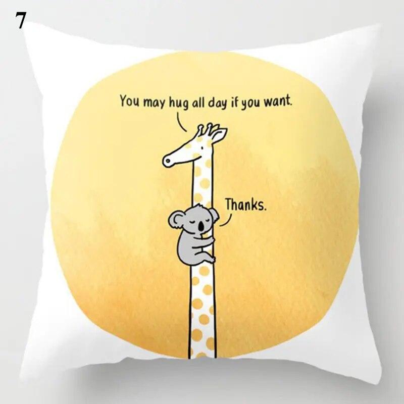 Decorative Cushion Cover Yellow Gray Floral Animal Geometric Pillow Covers Throw Pillows Polyester Single Side Print Pillowcases