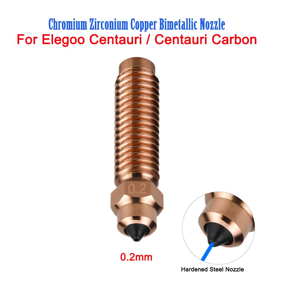 Bimetallic Nozzle For Elegoo Centauri Carbon 3D Printer 0.2/0.4/0.6/0.8mm Brass Chromium Zirconium Copper Hardened Steel Nozzles