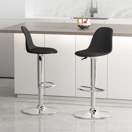 Bar Stools Set of 2 Faux Leather Counter Height Barstools with Back & Footrest Height Adjustable Swivel Bar Chairs Modern Armless Island Stool