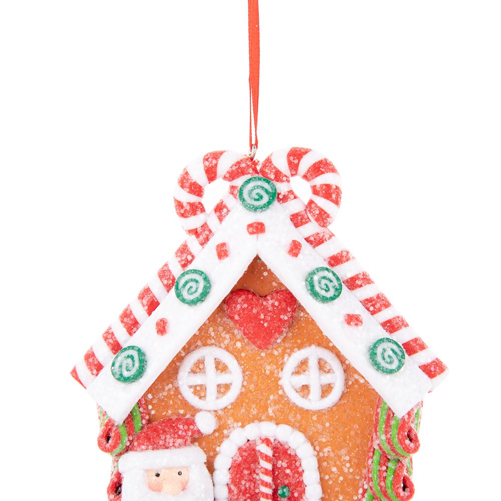 Christmas Polymer Clay Gingerbread House Ornaments, Xmas Tree Hanging Decorations (3 Pieces Per Set)