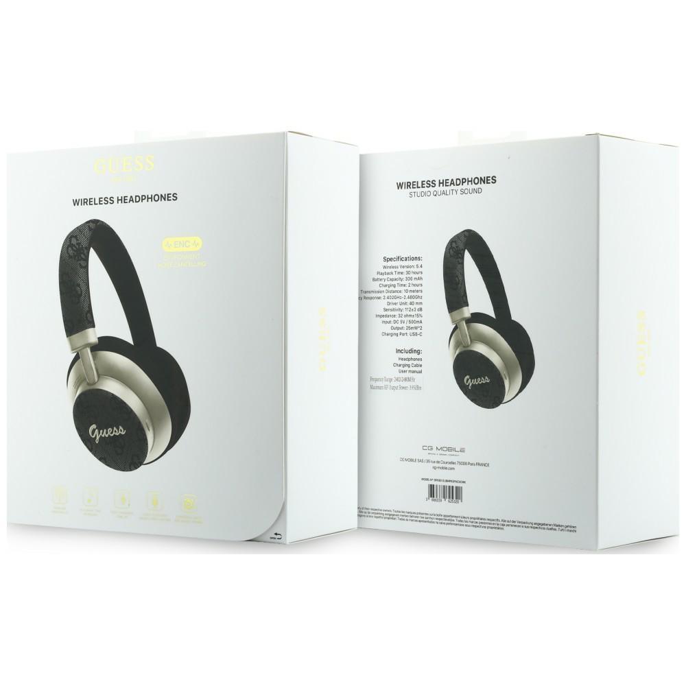 Guess Bluetooth ENC 4G Gold Script Metal Black Over-Ear Headphones