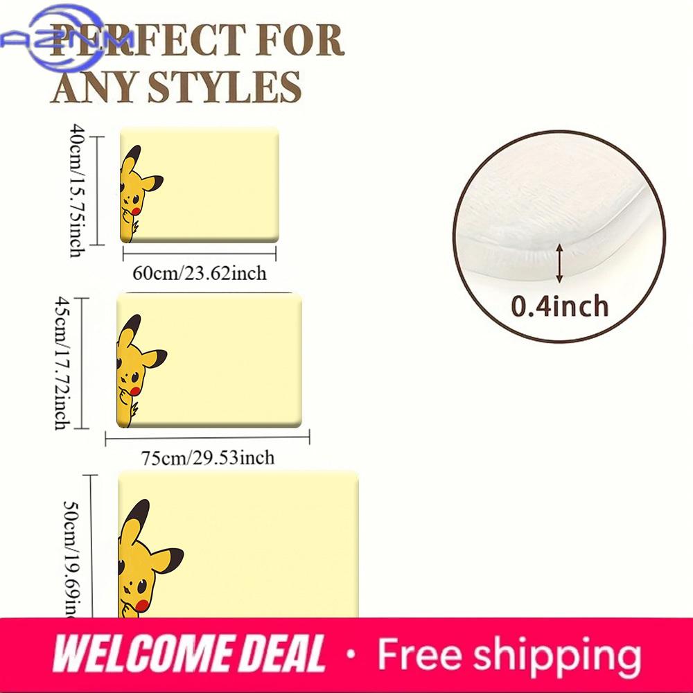 Cute Peeking Pikachu Cartoon Pokemon Soft Absorbent Non-slip Home Bathroom Entryway Floor Doormat Rug