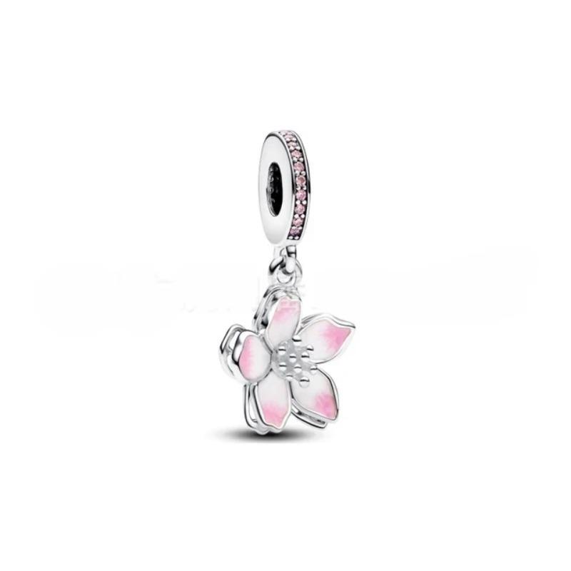 Neues Mode 925 Silber Schmetterling Sonnenblume Rose Anhänger Charm für Perlenarmband Damen Schmuck Geschenk