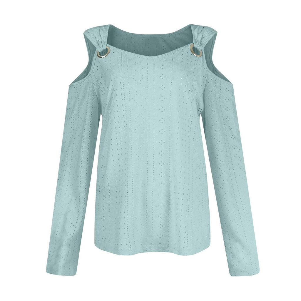 New V-neck Off Shoulder Casual Solid Color  Women's T-Shirt Top