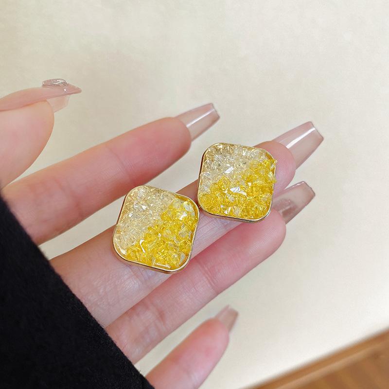 Geometric Color Square Earrings Women's Light Luxury Design Stud Earrings Ears