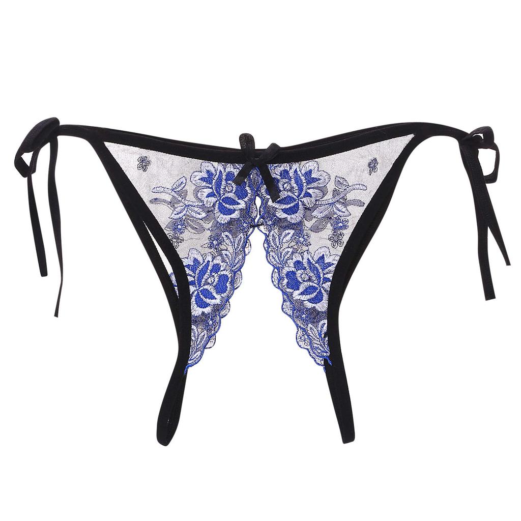 sexy floral front and crotch open sheer lace for can be worn while showing perforated for everyday pink string white string blue string [XGOPTS]