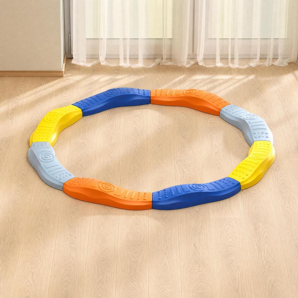 8 Pieces Curved Balance Board with Textured Textures Wobble Rocker Toy