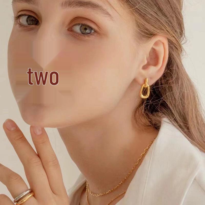 Retro Square Metal Hoop Earrings for Women - European & American Style, Versatile Minimalist Design, Cold Chic Temperament.