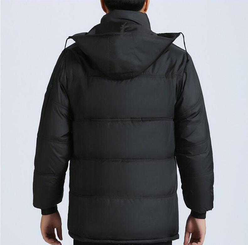 Men's Fashionable Thickened Cotton Jacket Winter Coat Hooded Zipper Closure Casual Wearable for Middle-aged and Elderly