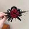 Luxury Black Feather Claw Hair Clip for Women's Updo Hairstyles