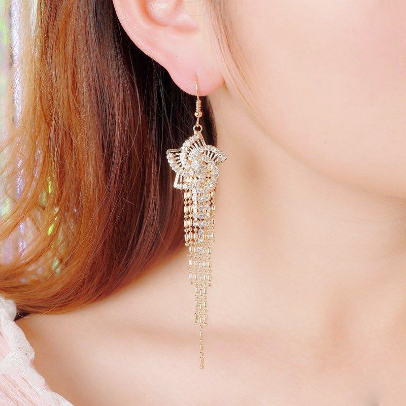 Pearl & Zircon Tassel Earrings