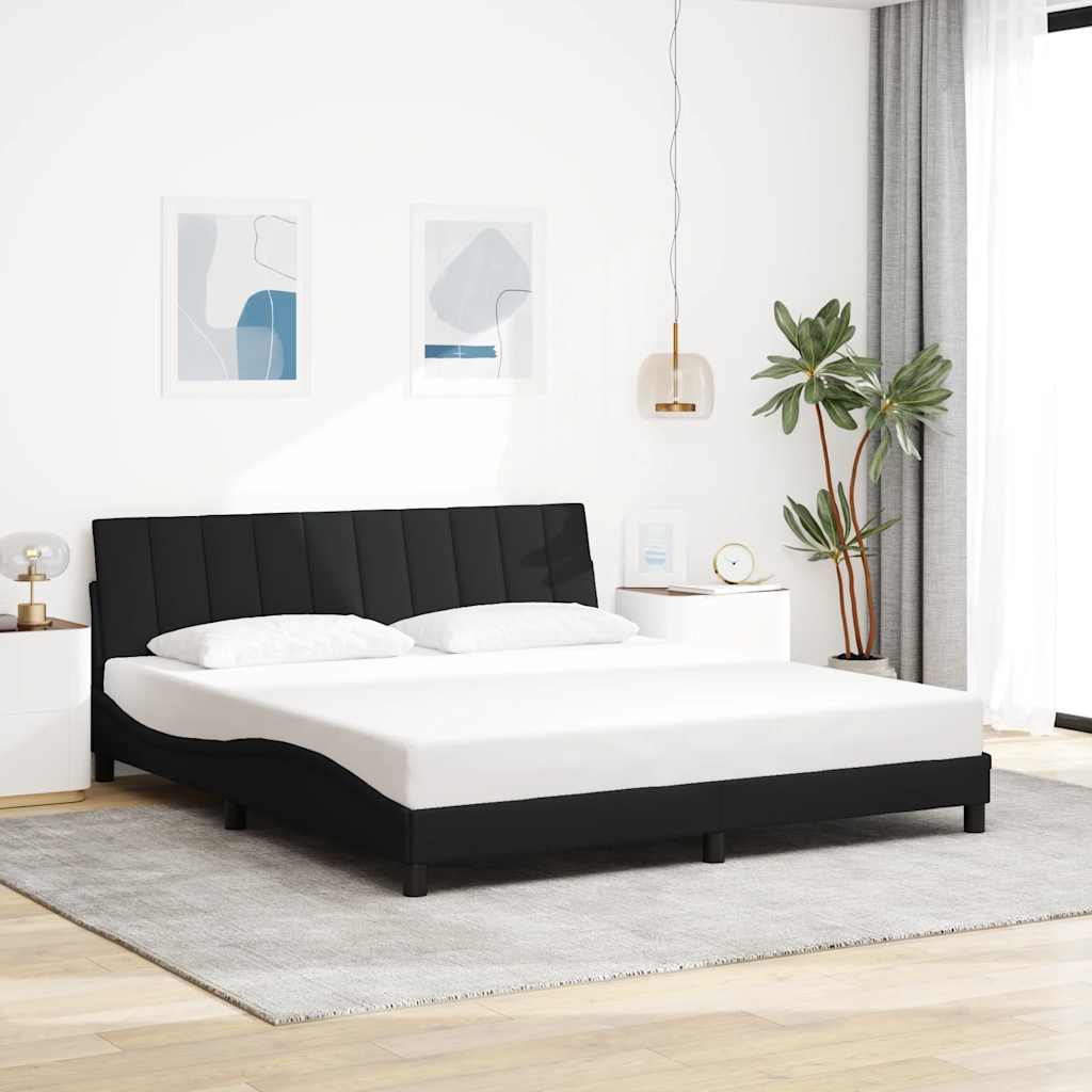 Bed Frame without Mattress  Hanko  Black 180x200 cm Fabric