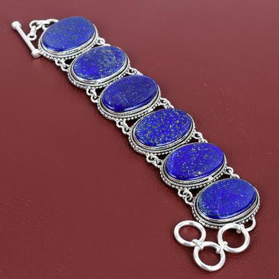 Lapis Lazuli Bracelet 925 Sterling Silver Bracelet Adjustable Chain Bracelet Gemstone Jewelry Vintage Bracelet For Gifts Handmade Jewelry