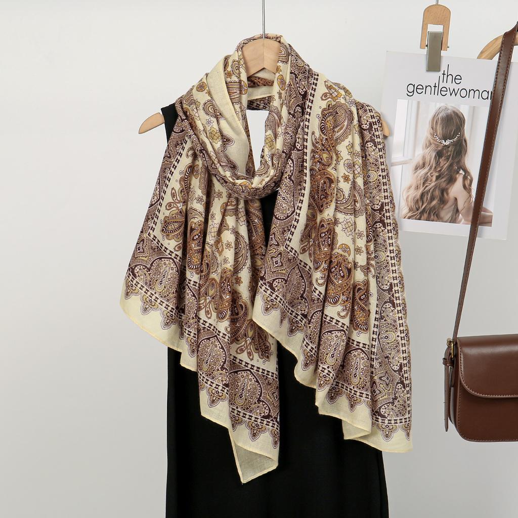 New European And American Style Women'S Long Scarf Scarf Temperament Gentle Retro Large Size Sunscreen Beach Towel Shawl