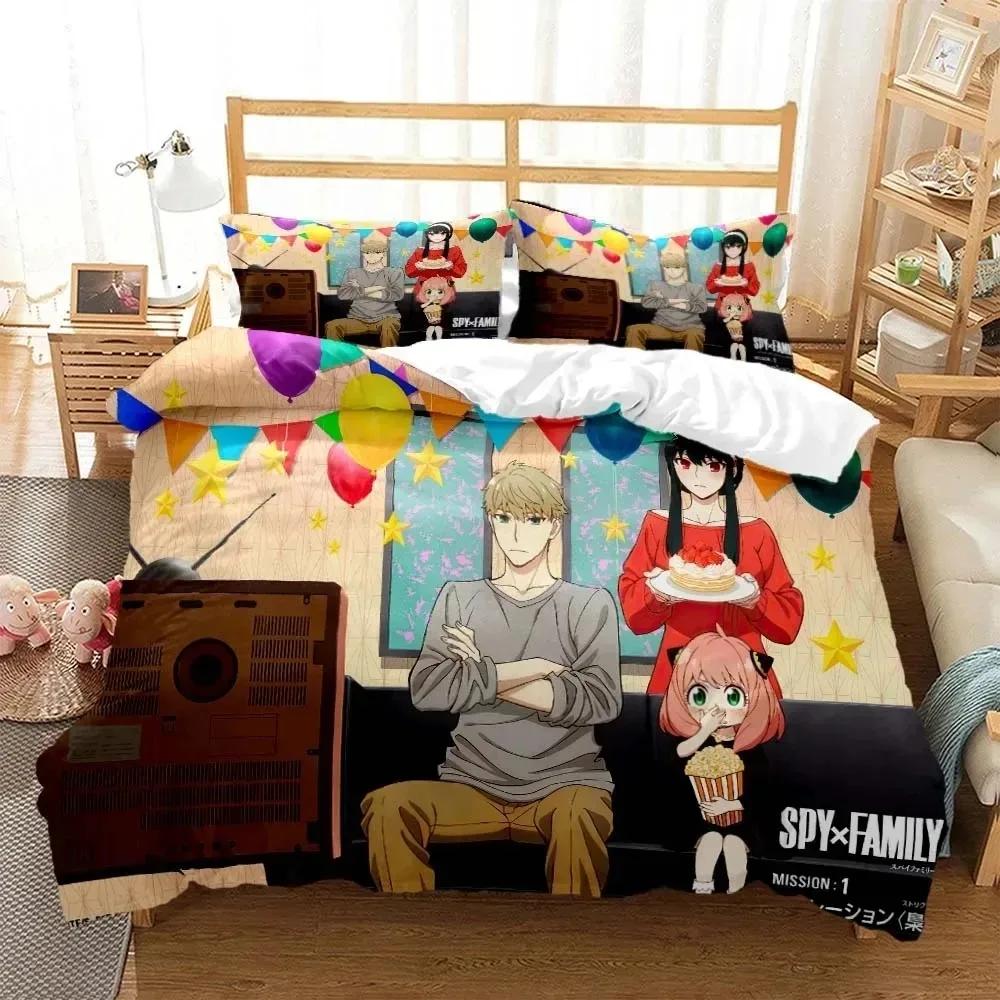 Anime Spy × Family Anya Bedding Set Boys Girls Twin Queen Size Duvet Cover Pillowcase Bed Kids Adult Fashion Home Textileextile