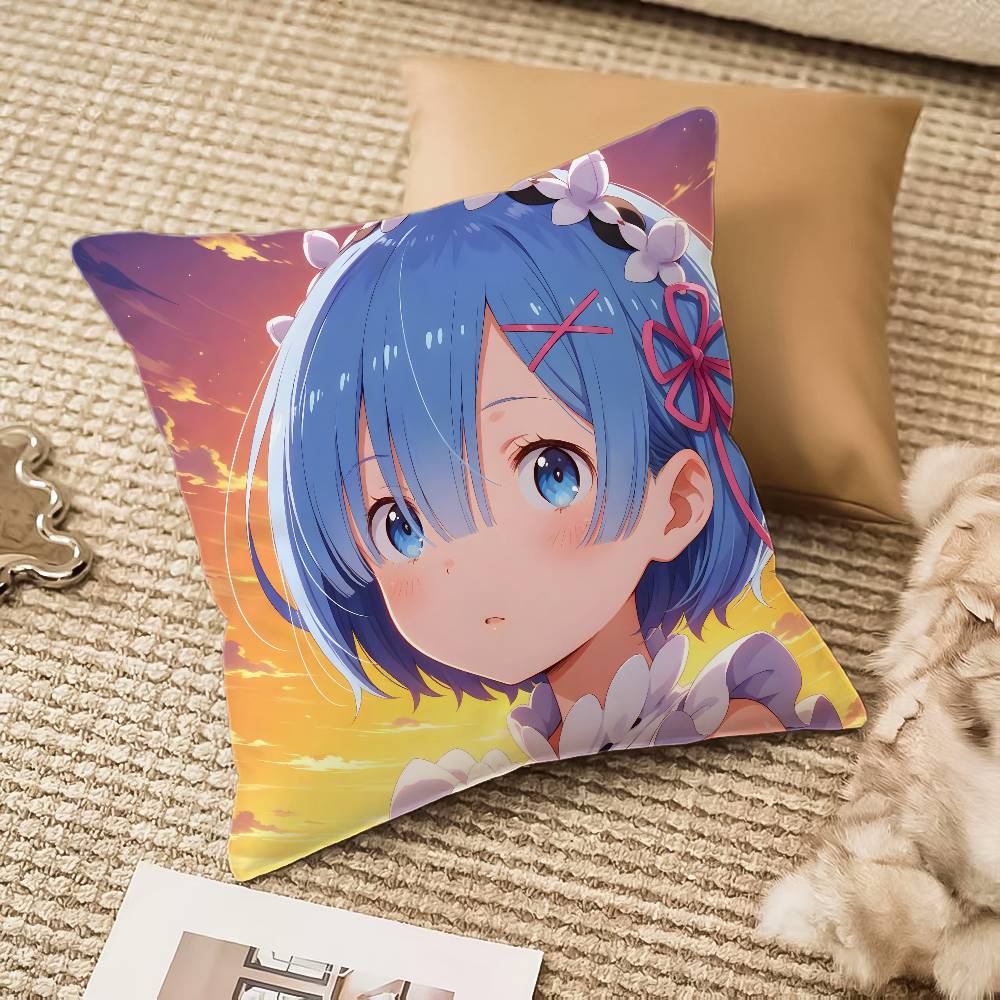 R-reLife Anime different world zero Rem Pillow Case Anti-dustmite Invisible zipper Sofa Bed