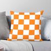 Orange Weiß Karomuster Kissenbezug Polyester Leinen Samt Kreativ Reißverschluss Dekoration Wurfkissenbezug Sofakissenbezug