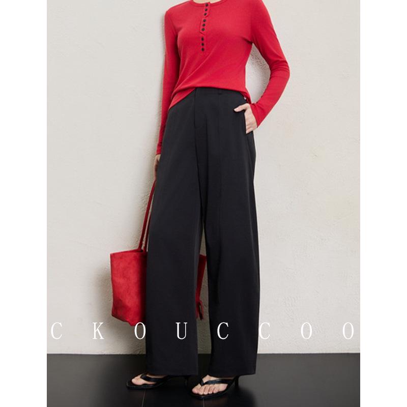 Rongtai Melaleuca Color Series Women s Wide-Leg High-Waisted Wrinkle-Resistant Casual Pants Large