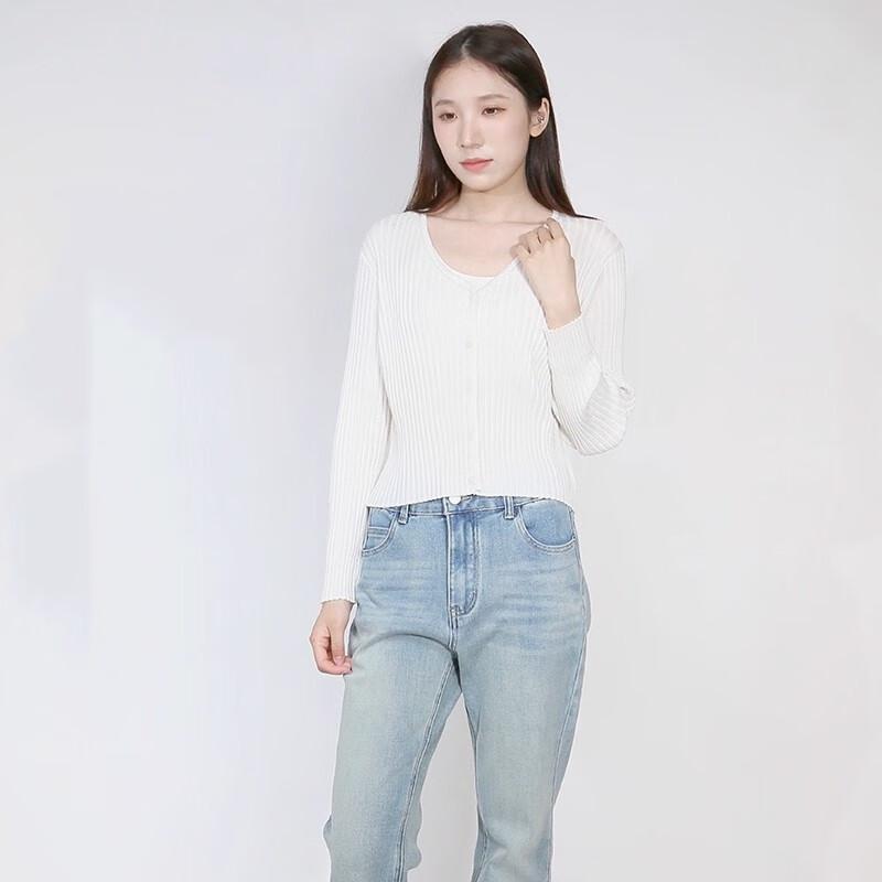 Sweet Basil Women's V-Neck Long-Sleeve Knit Cardigan Z1EA43333A