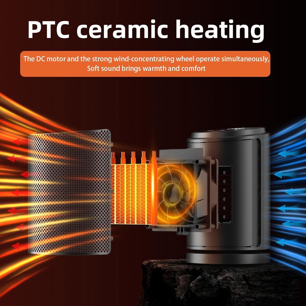 1500W Ceramic Space Heater with Thermostat, Remote, 12H Timer, 70° Oscillation - Portable Touchscreen Heater, Child Lock, Black