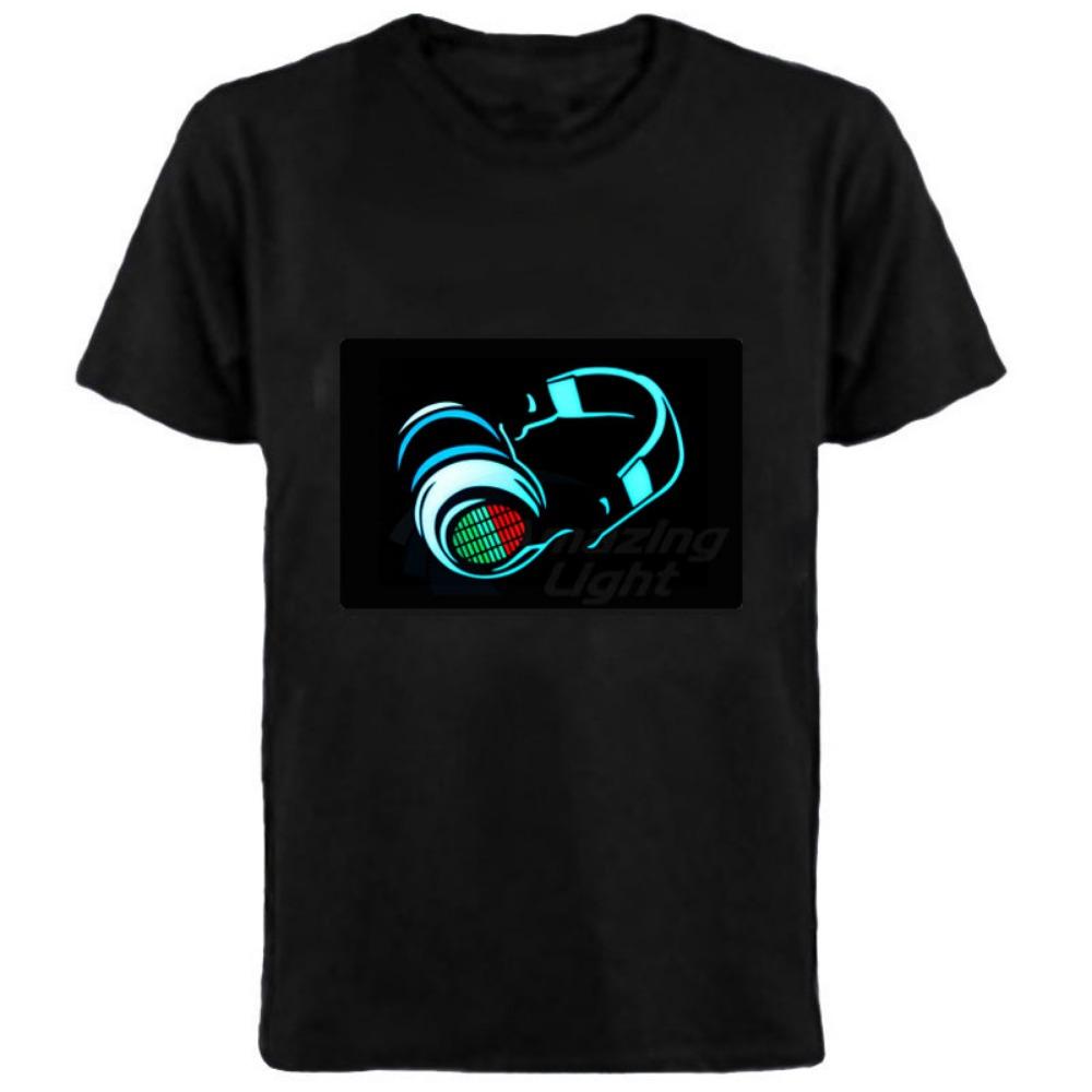 Vendita Calda T-shirt a LED Attivata dal Suono Equalizzatore El T-shirt Equalizzatore Illuminata Verso il Basso T-shirt a LED Lampeggiante T-shirt a LED Attivata dalla Musica