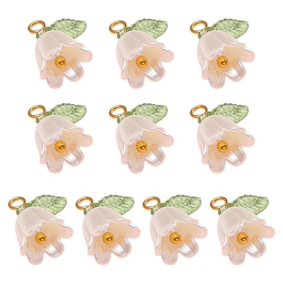 10Pçs Pingente DIY Flor do Vale de Resina com Textura de Simulação Tridimensional