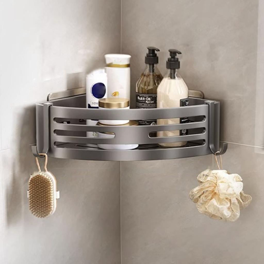 Shower Corner Shelf Storage Tray with Suction Cups Wall Mounted Shower Organizers Removable Toilet Corner Wall Shelf