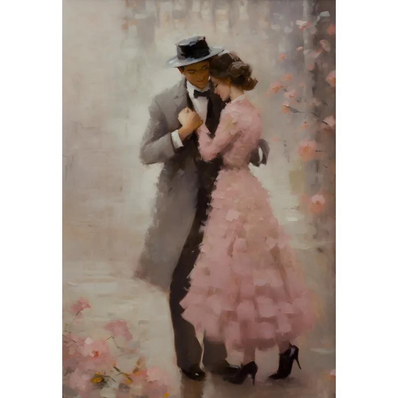 Vintage Romanticism Couple Painting Posters and Prints Canvas Printing Romantic Wall Art Picture for Living Room Home Decor Gift